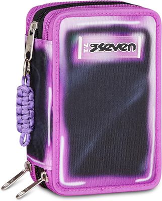 Seven Pencil Case 3 Zip Shadows of Color Black and Pink