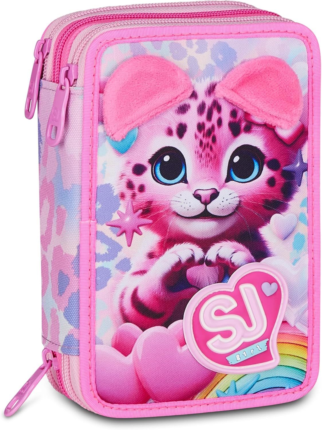 SJ Gang Pencil Case 3 Zip Heart Buddy Girl