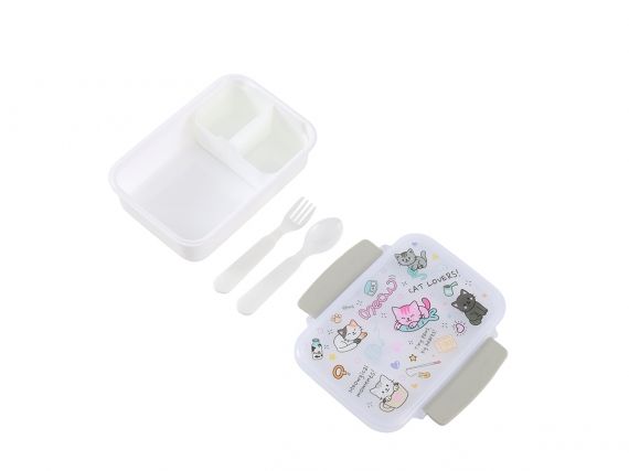 Kids Lunch Box with Cat Cutlery