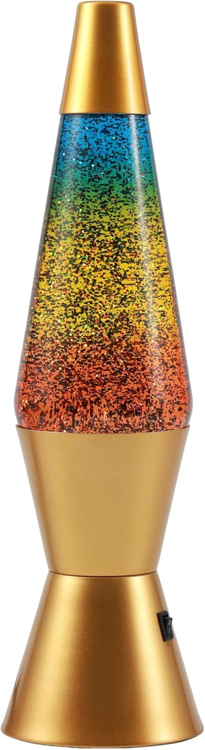 ITotal Glitter LED Lava Lamp Spaceship Golden Base &amp; Rainbow Glitter XL3338