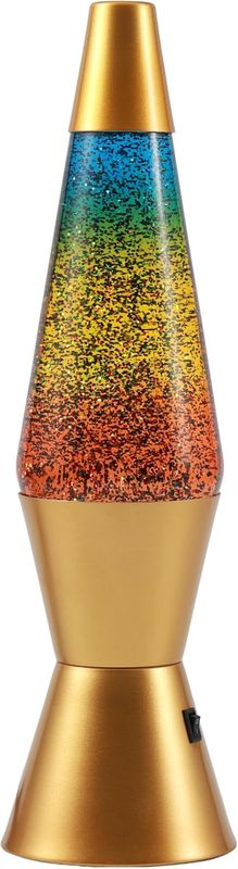ITotal Glitter LED Lava Lamp Spaceship Golden Base &amp; Rainbow Glitter XL3338
