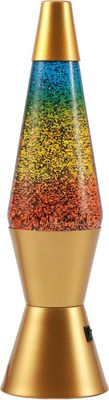 ITotal Glitter LED Lava Lamp Spaceship Golden Base &amp; Rainbow Glitter XL3338