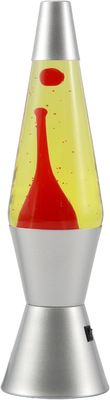 ITotal LED-Lavalampe Spaceship Silberne Basis Gelbe Flüssigkeit Rotes Wachs XL3326