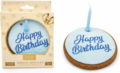 Delì Pet Torta di Compleanno per Cani con Candelina – Snack – Azzurra