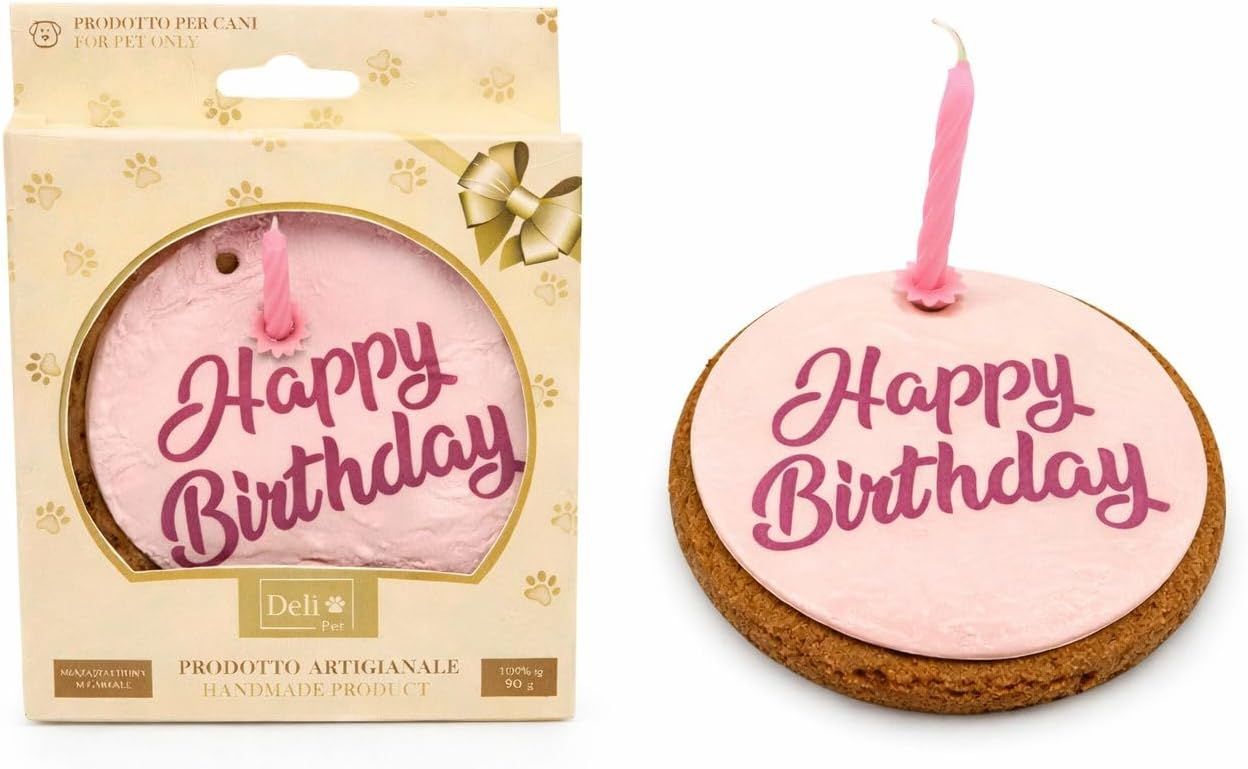 Delì Pet Birthday Cake for Dogs with Candle – Treat – Pink