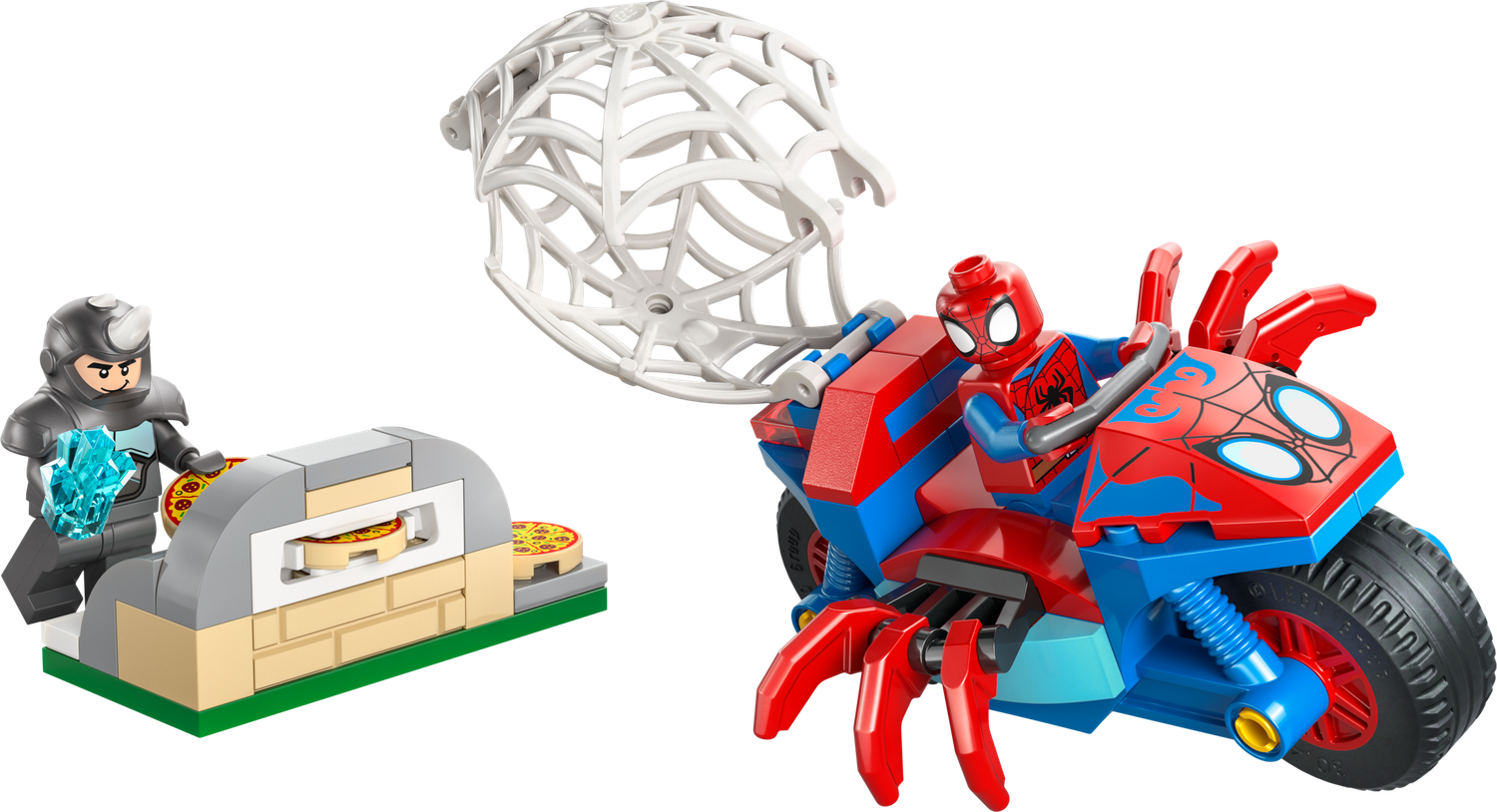LEGO Spidey on his Motorcycle vs. Rhino 11206