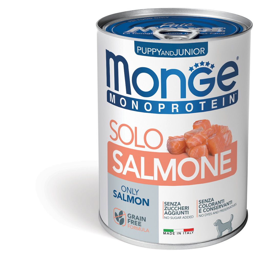 Monge Monoprotein Puppy &amp; Junior Pâté Solo Salmon 400 g