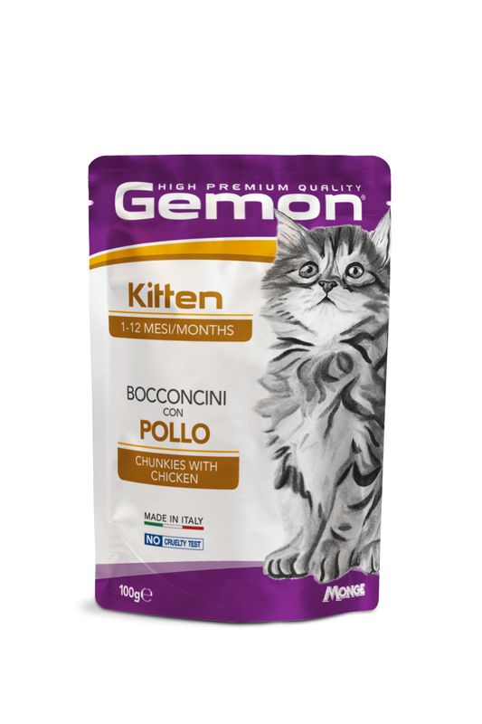 Gemon High Premium Kitten Bocaditos con Pollo 100 g