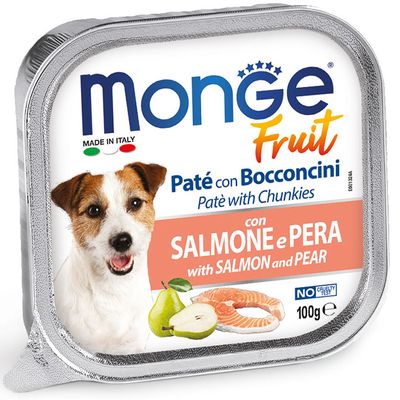 Monge Fruit Pâtée et Bouchées au Saumon et à la Poire 100 g