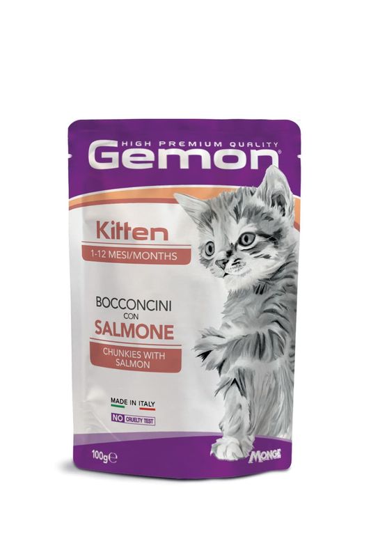 Gemon High Premium Kitten Bocaditos con Salmón 100 g