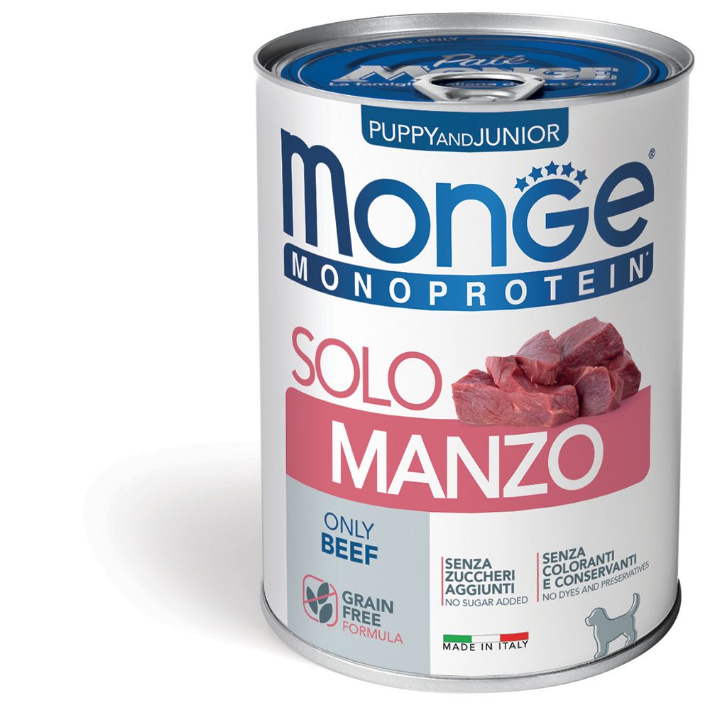 Monge Monoprotein Puppy &amp; Junior Pâté Solo Beef 400 g