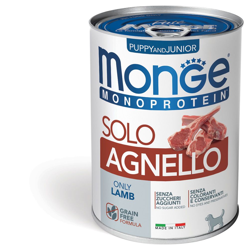 Monge Monoprotein Puppy &amp; Junior Pâté Solo Lamb 400 g