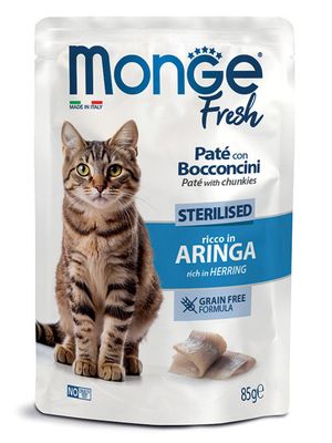 Monge Fresh Sterilised Pâtée avec Bouchées riche en Hareng 85 g