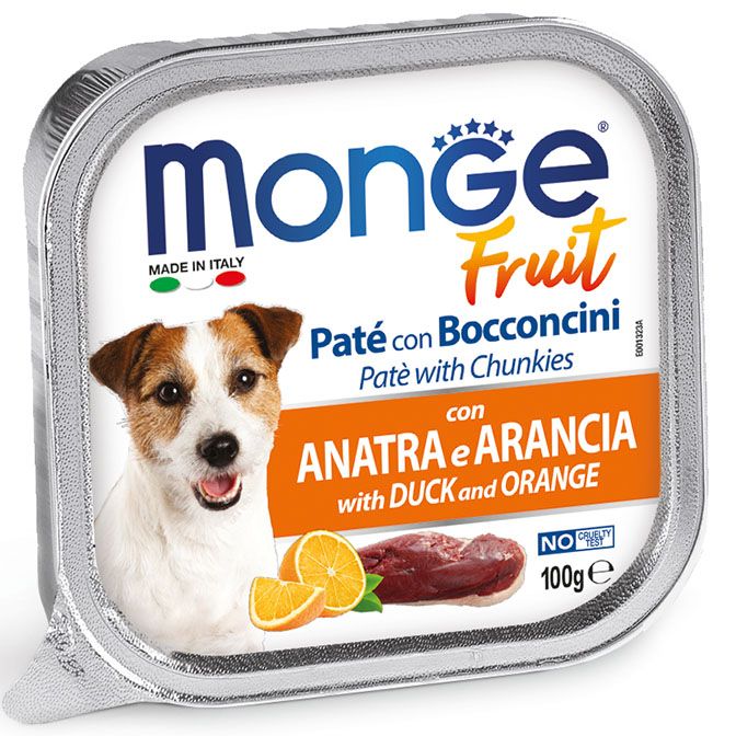 Monge Fruit Paté y Bocaditos con Pato y Naranja 100 g