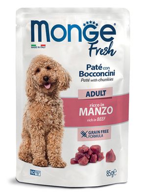 Monge Fresh Adult Paté con Bocaditos rico en Vacuno 85 g
