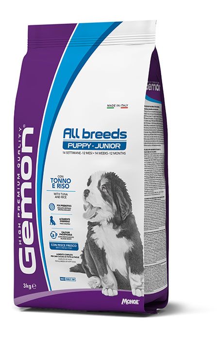 Gemon High Premium All Breeds Puppy &amp; Junior with Tuna and Rice 3 kg