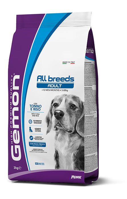 Gemon High Premium All Breeds Adult with Tuna and Rice 3 kg