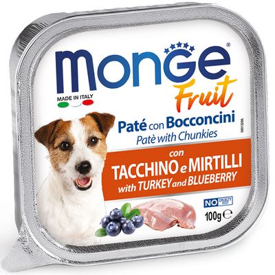 Monge Fruit Pâté and Chunks with Turkey and Blueberries 100 g