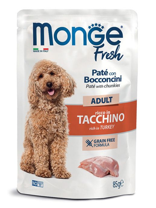 Monge Fresh Adult Paté con Bocaditos rico en Pavo 85 g