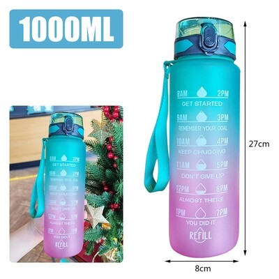 Sports Water bottle with Time Maker Leak-proof Cup for Outdoor Sport Fitness