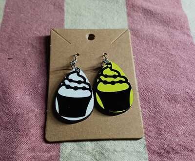 Custom Sublimation Earrings (Ice cream cones) Yellow/white