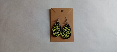 Custom Sublimation earrings (yellow flames )