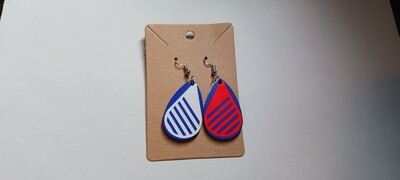 These are our Custom Sublimation made (Red white &amp; blue tear drop) Earrings