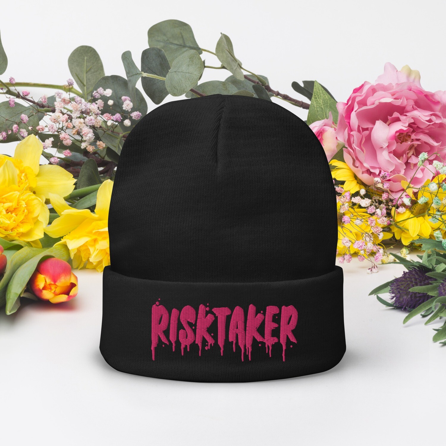 Winter Pink Risktaker Embroidered Beanie