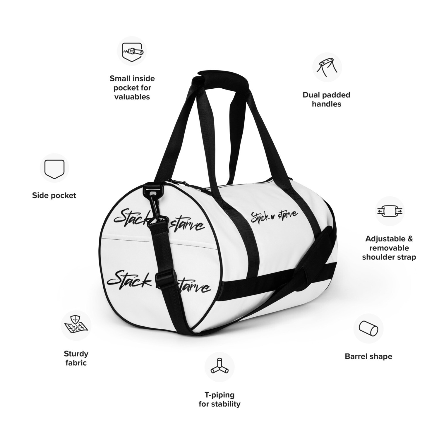 Stack Or Starve All-over print gym bag