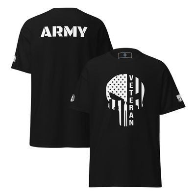 Patriotic Veteran ARMY Skull T-Shirt –Military Pride Tee