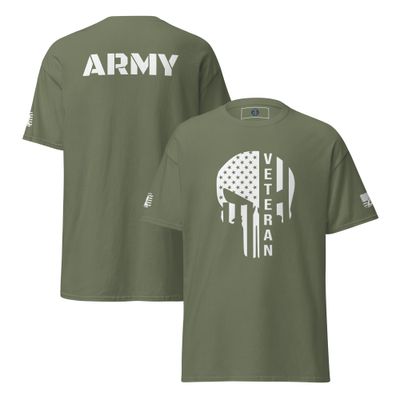 Patriotic Veteran ARMY Skull T-Shirt –Military Pride Tee