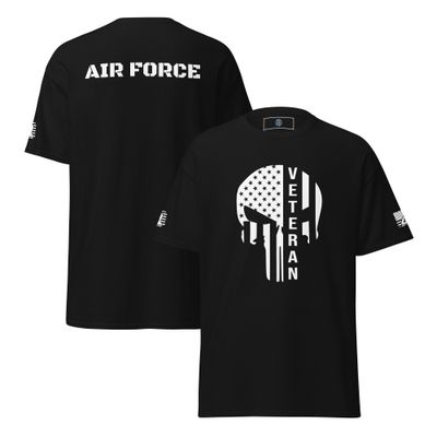 Patriotic Veteran AIR FORCE Skull T-Shirt –Military Pride Tee