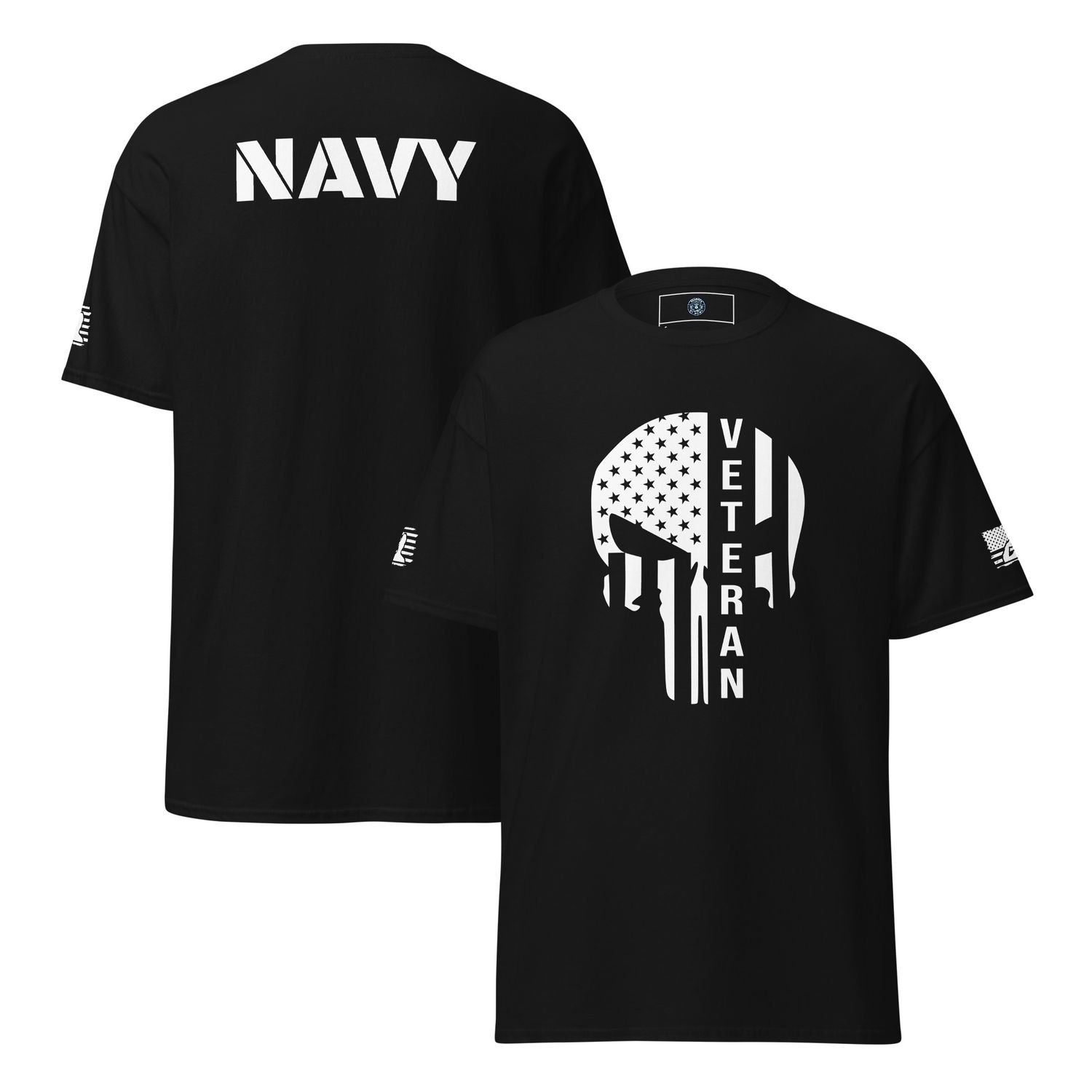 Patriotic Veteran NAVY Skull T-Shirt –Military Pride Tee