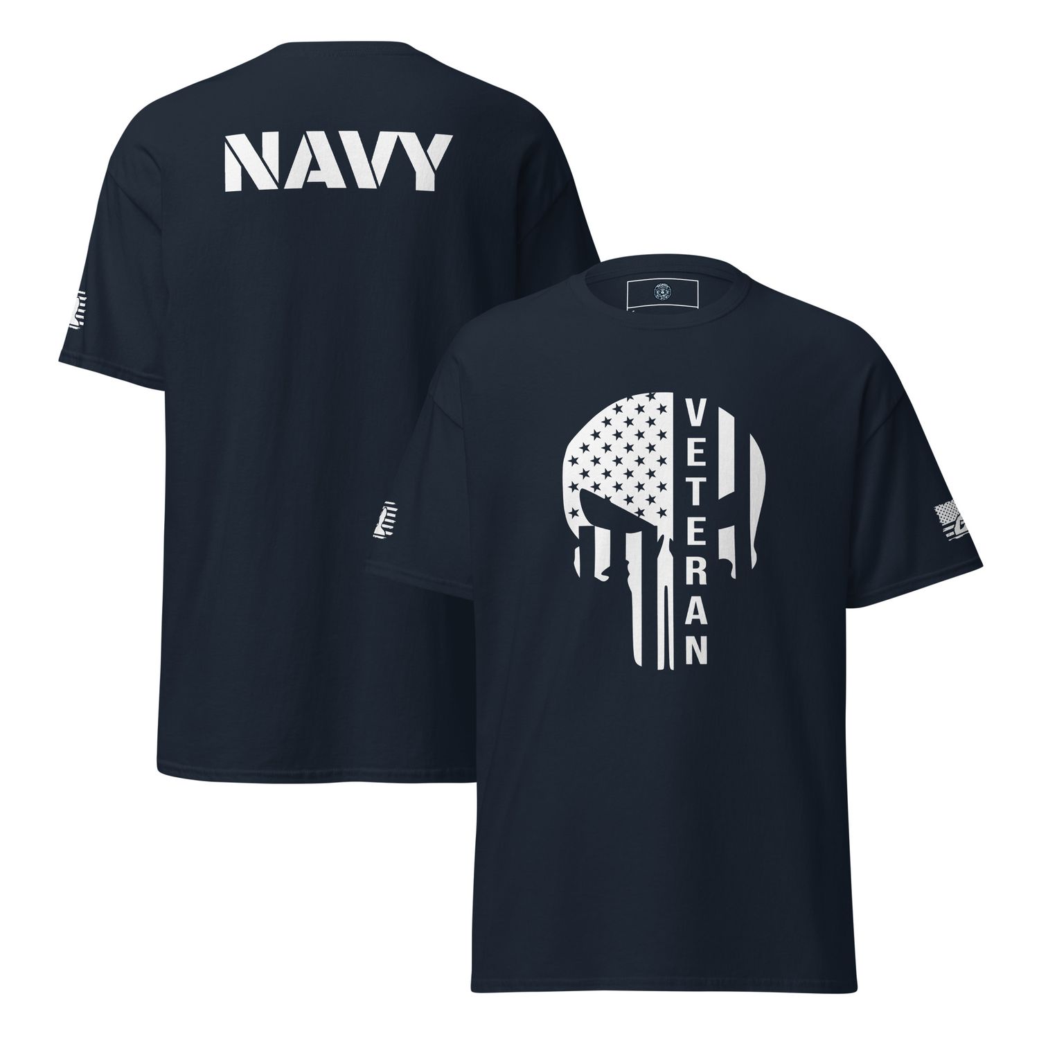 Patriotic Veteran NAVY Skull T-Shirt –Military Pride Tee