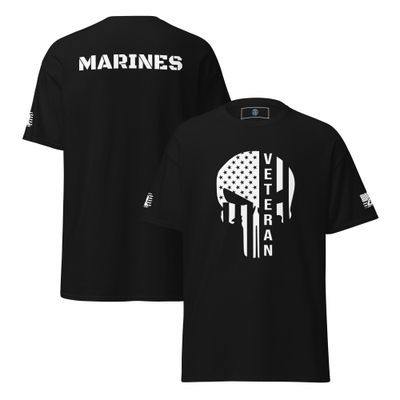 Patriotic Veteran MARINES Skull T-Shirt –Military Pride Tee