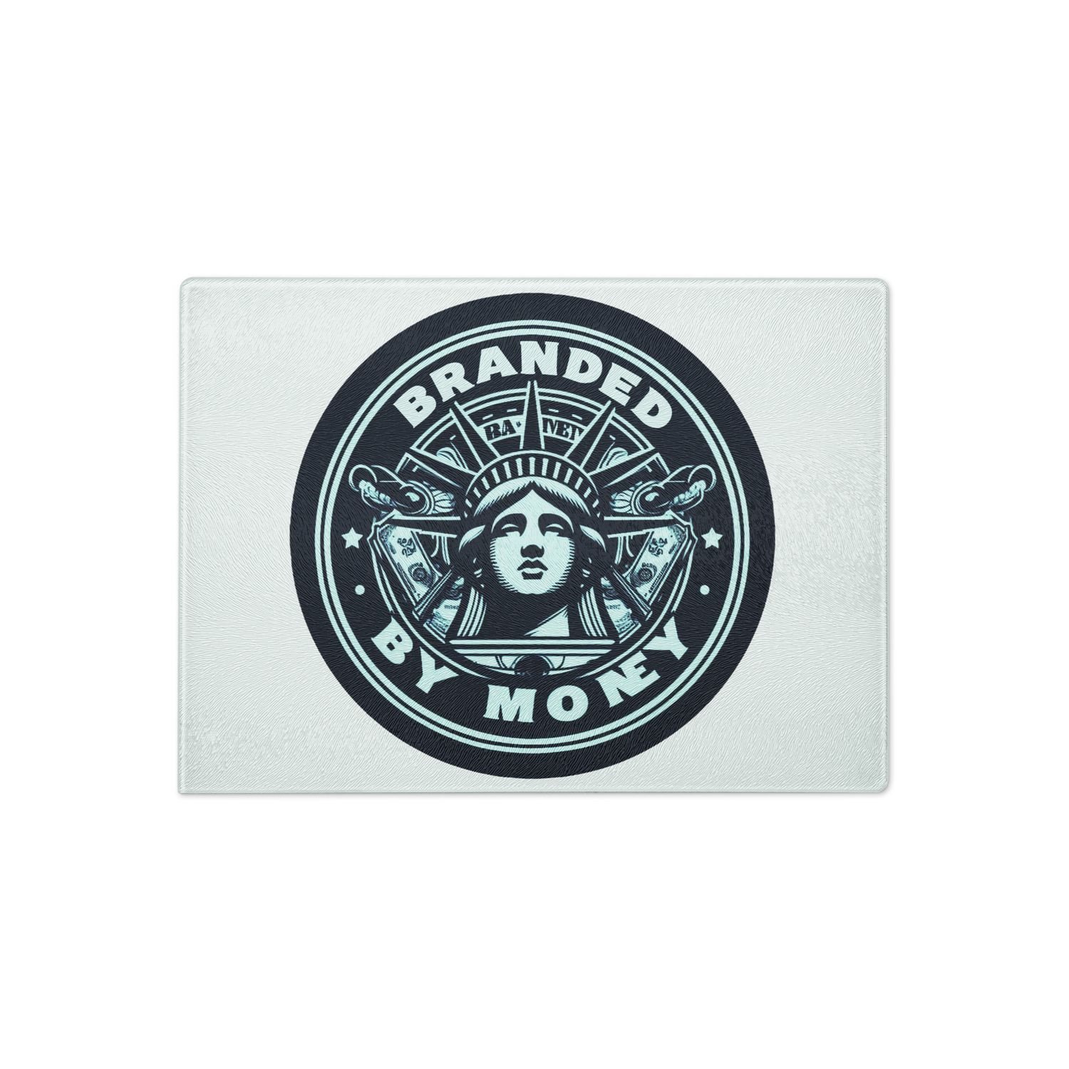 Branded By Money Glass cutting board