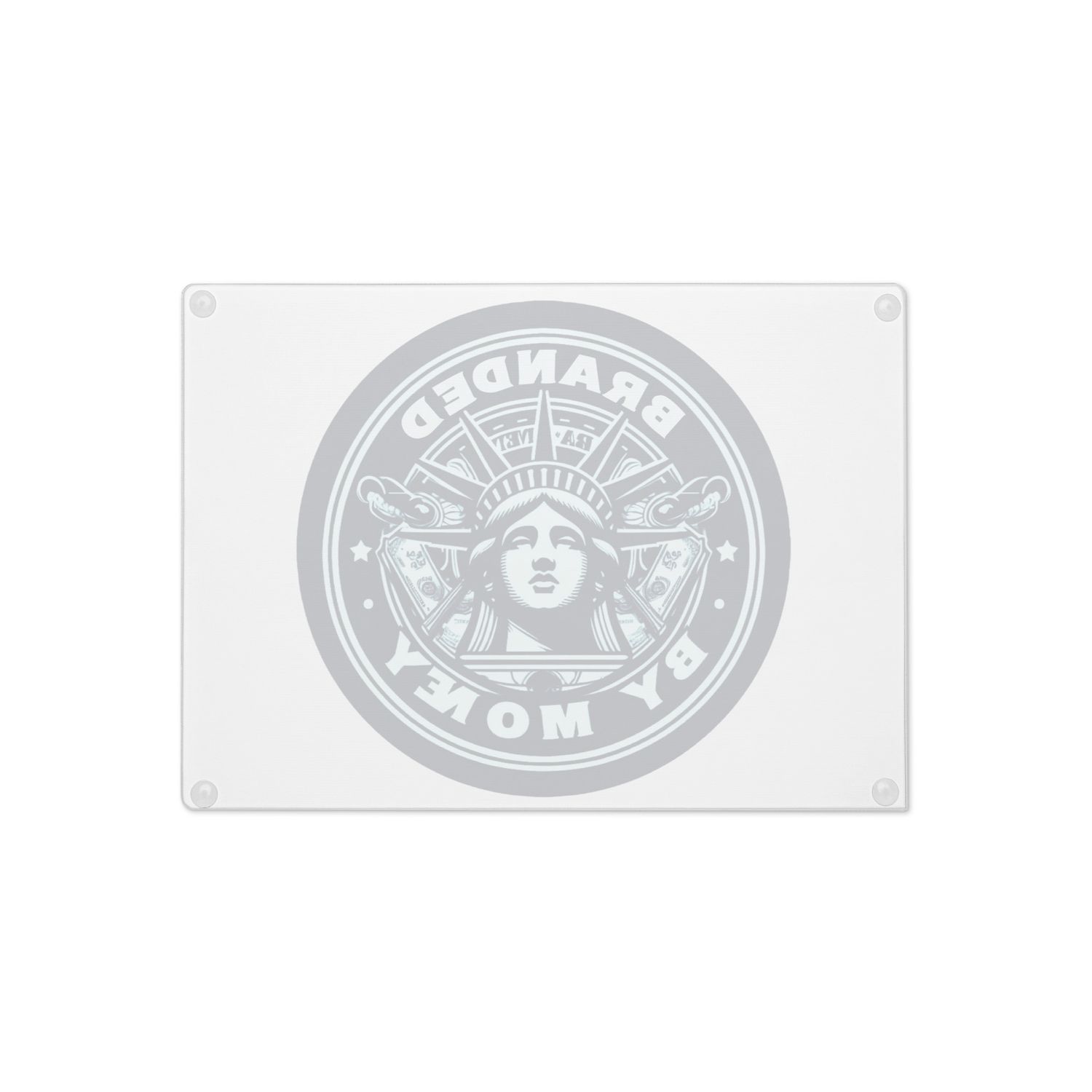 Branded By Money Glass cutting board