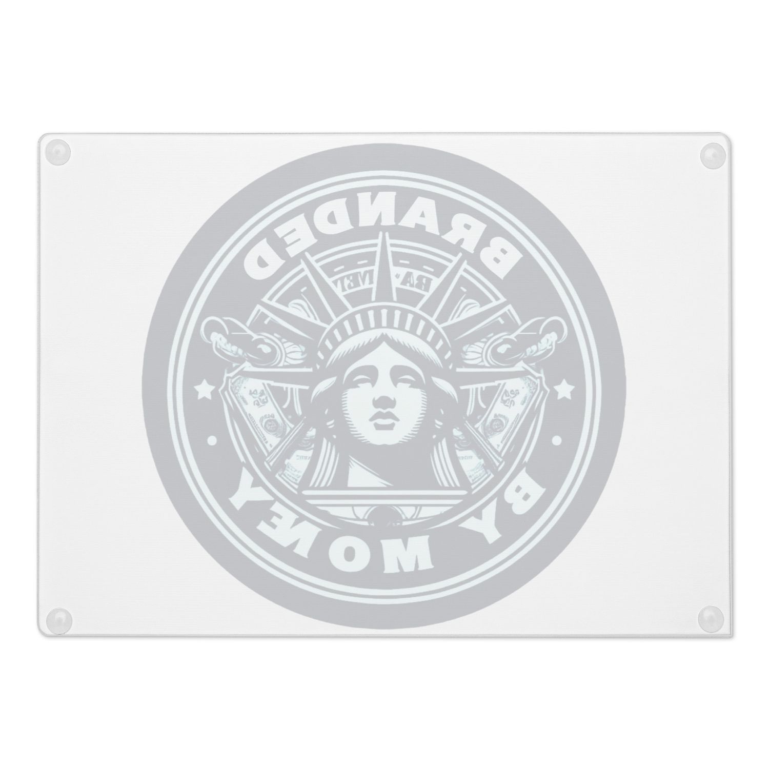 Branded By Money Glass cutting board