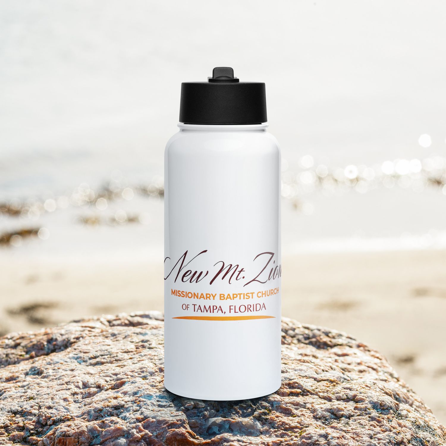 New Mt. Zion Tampa Stainless Steel Water Bottle with a straw lid