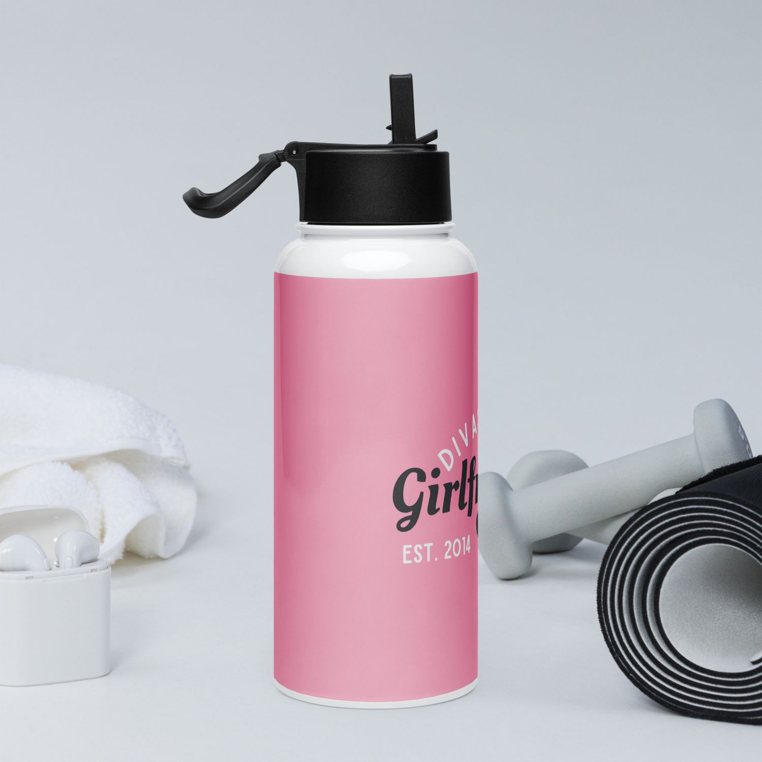 DIVASTYLEZ GIRLFRIENDS Stainless steel water bottle with a straw lid