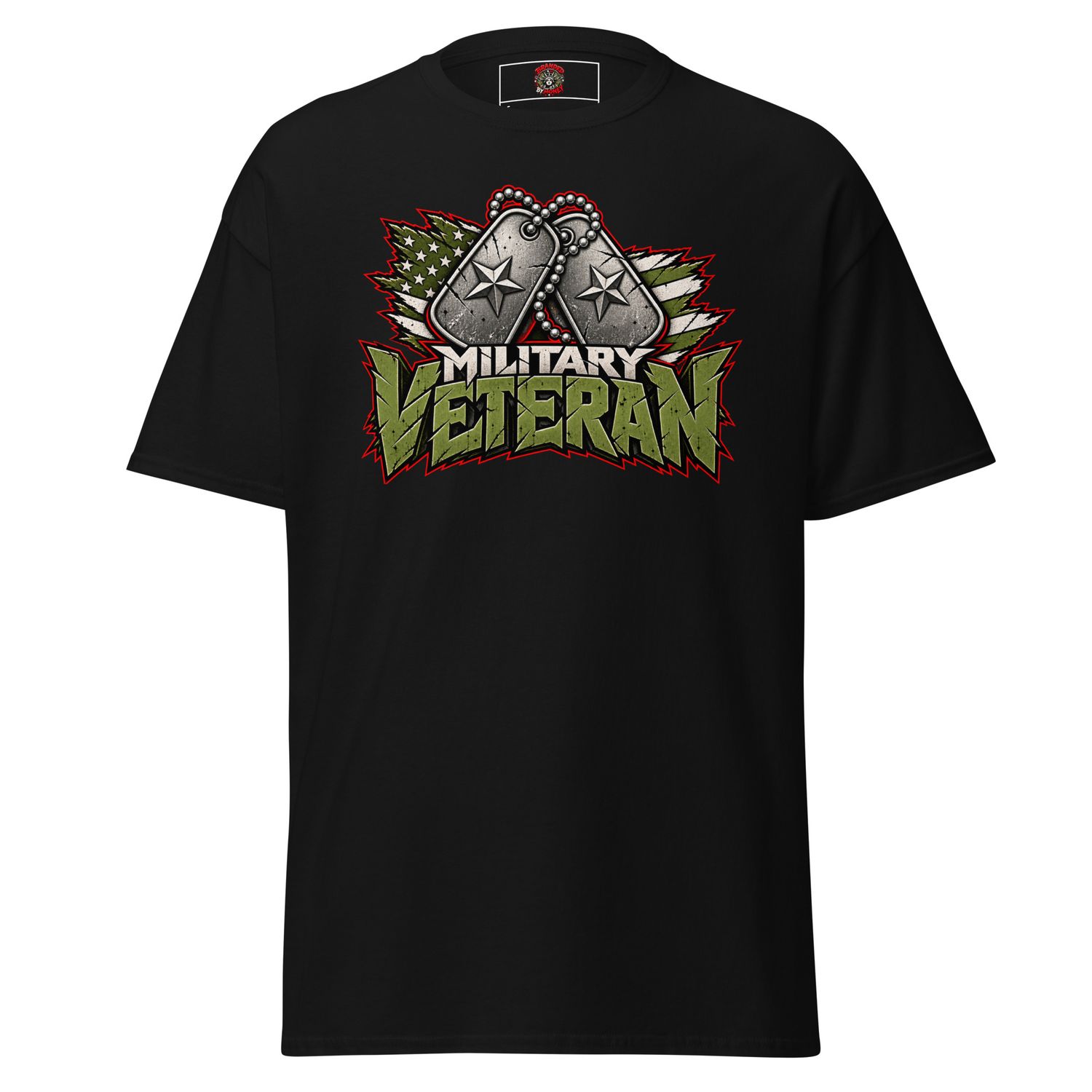Military Veteran Dog Tag T-Shirt – Red &amp; Olive | Branded By Money