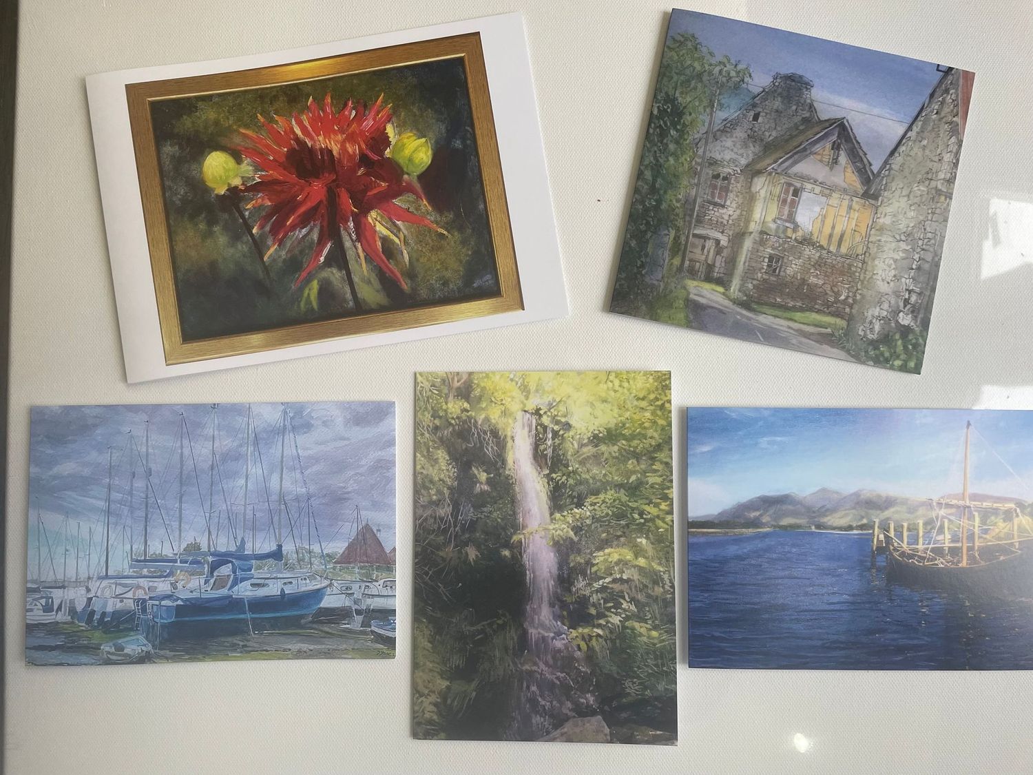 Selection of 5 art cards with envelopes