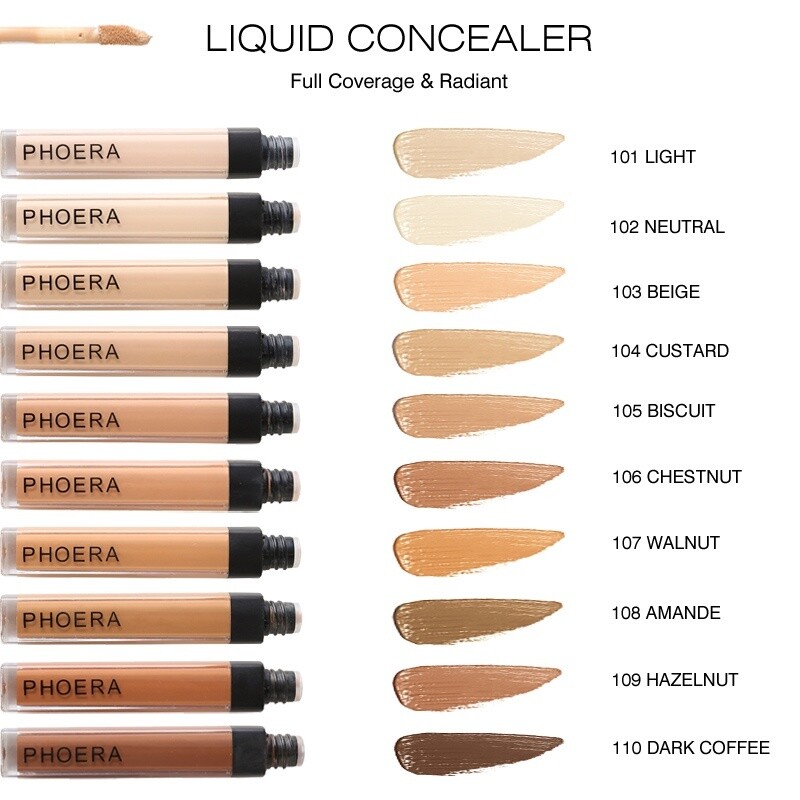 Read Stock PHOERA 10 Colors Liquid Concealer Foundation Cream Scars Acne Cover Moisturizing Long Lasting Smooth Silky Face Makeup 3PCS $10