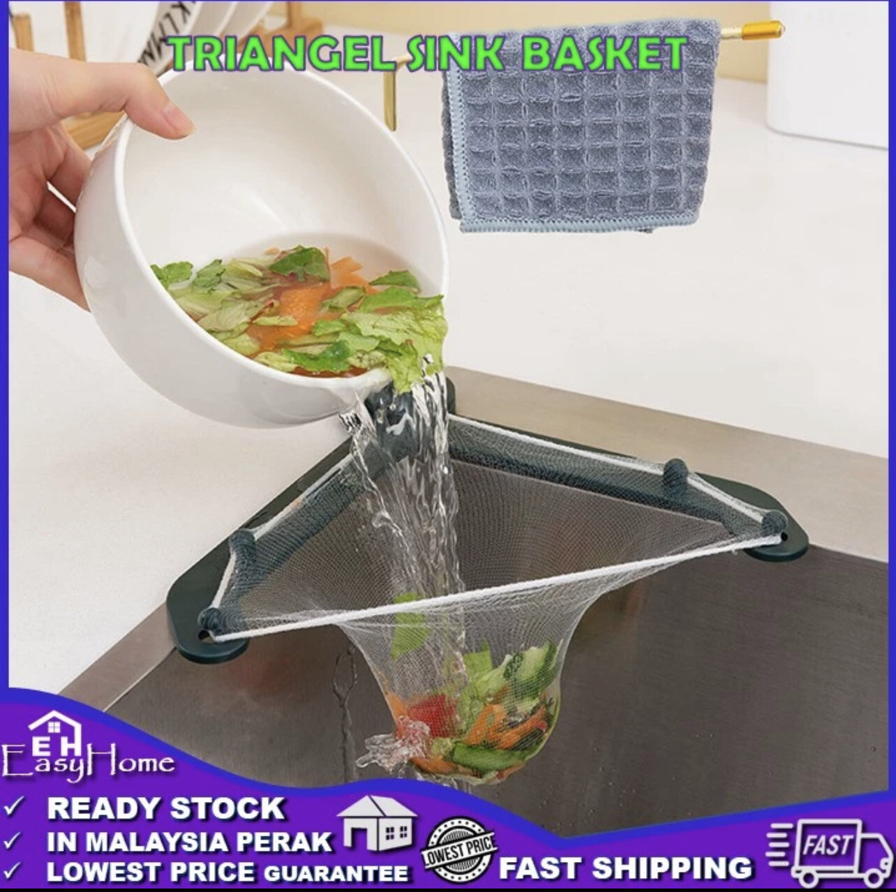 ￼【𝐅𝐎𝐎𝐃 𝐑𝐄𝐒𝐈𝐃𝐔𝐄】Triangle Food Waste Food Residue Sink Filter Net Basket Holder Drain Kitchen Strainer Sink Cleaner 食物残渣 2holder + 100pcs net $10.00