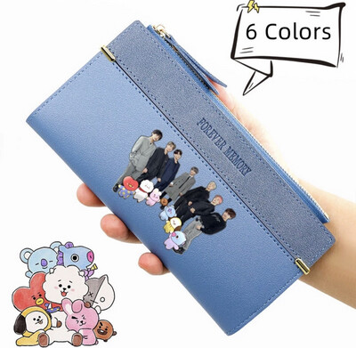 Korean BTS Wallet for Woman Long Wallet Card Holder Wallet BT21 Coin Purse Cute Wallet for Men
