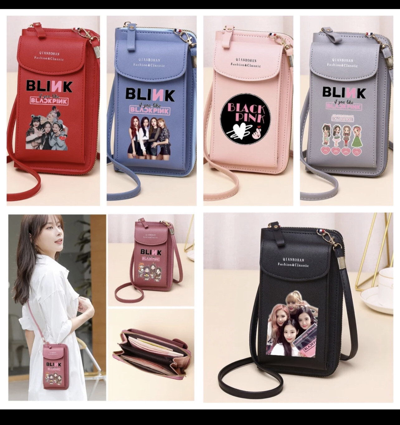 Korean Crossbody Bag Blackpink Bag Student Mobile Phone Bag Shoulder Bag Blackpink Long Wallet