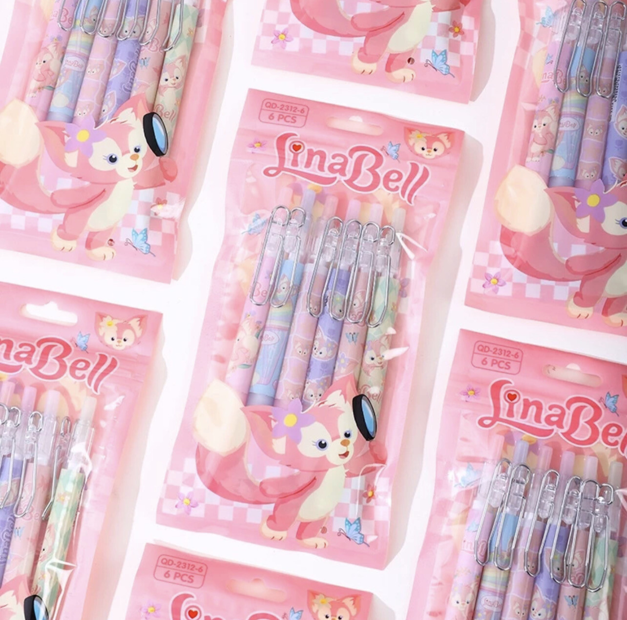 6Pcs Cartoon Cute LinaBell Metal Hook Press Pen Student Writing Stationery 3set $10.00