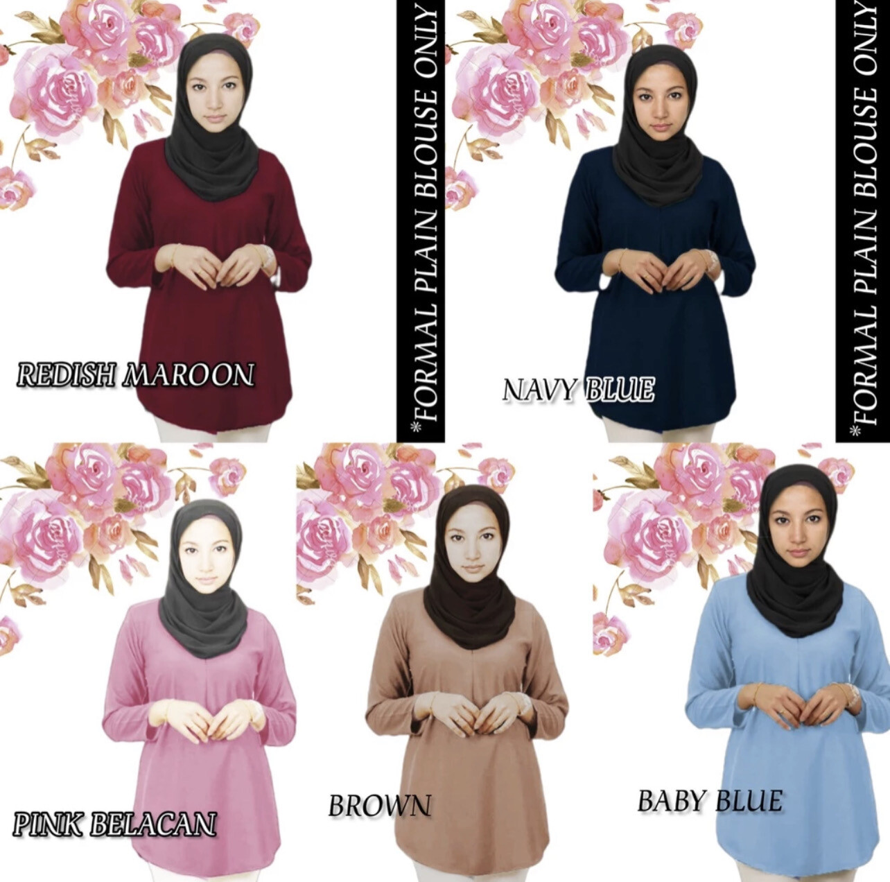 ￼FORMAL BLOUSE NEW DESIGN, BLOUSE KOSONG MURAH, BLOUSE LABUH, PLUS SIZE CASUAL TOPS, MUSLIMAH BLOUSE