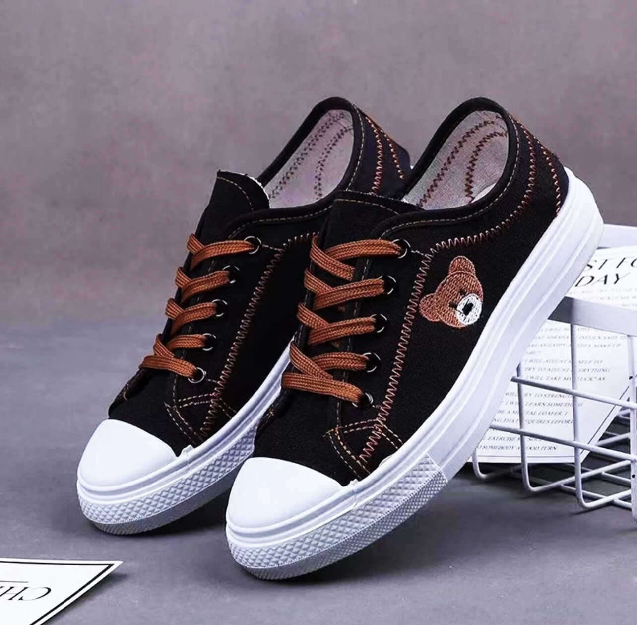 ￼Ready Stock MICOLE S070 Women Bear Canvas Shoes Lady Casual Shoe Girl New Styles Shoe Kasut Wanita Perempuan
