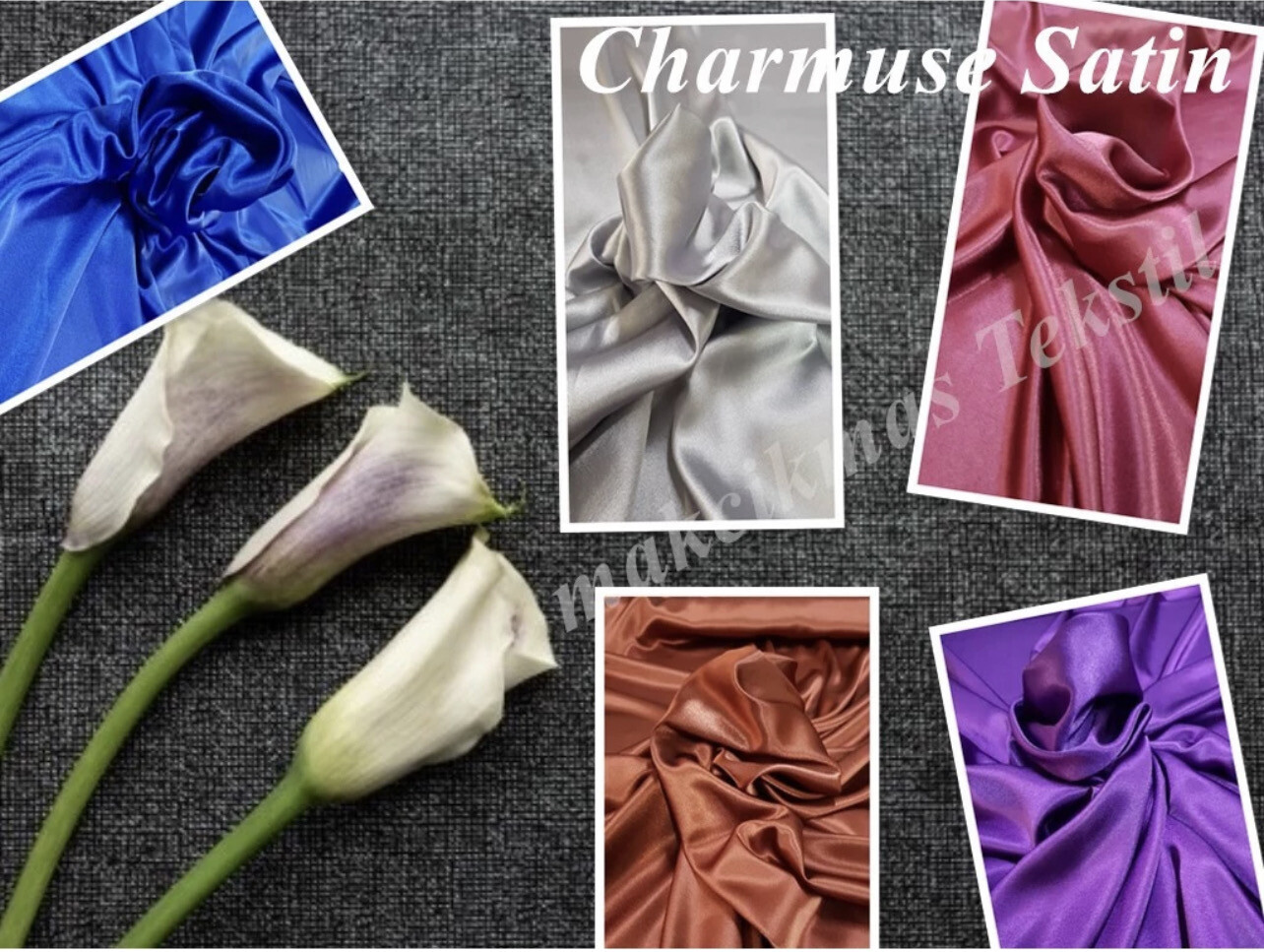 ￼Kain Charmuse Satin Silk Lembut, Satin Baju, Kain Baju Melayu, Baju Kurung 112cm, 44 inci Charmuse Satin Kain Ela 4meter $14.00